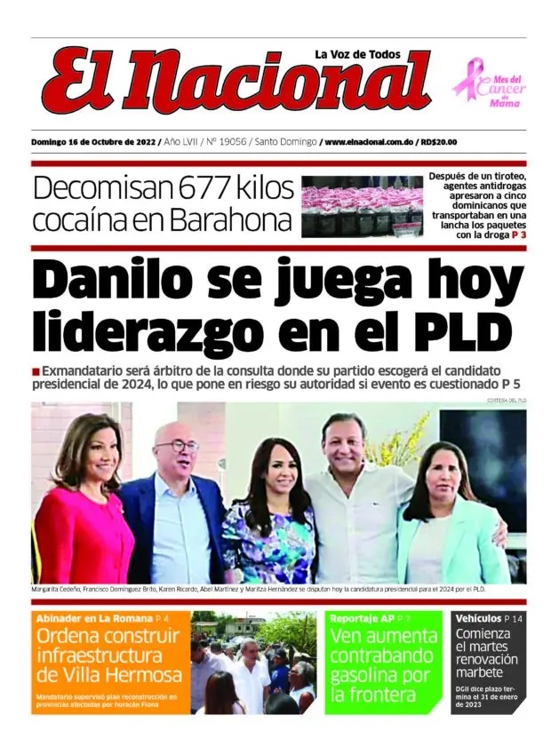 Portada Periódico El Nacional, Domingo 16 Octubre, 2022