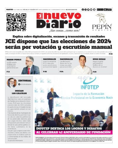 Portada Periódico El Nuevo Diario, Martes 18 Octubre, 2022