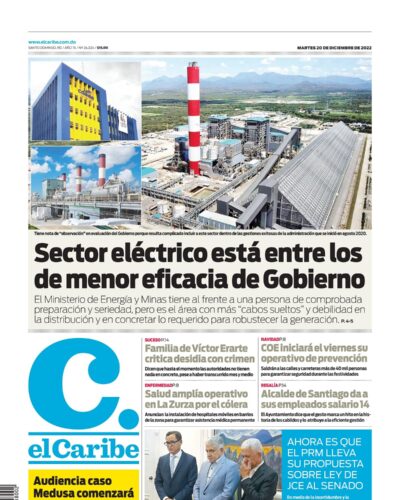 Portada Periódico El Caribe, Martes 20 Diciembre, 2022