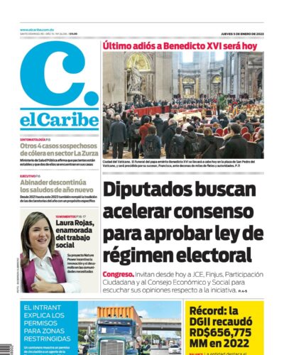 Portada Periódico El Caribe, Jueves 05 Enero, 2023