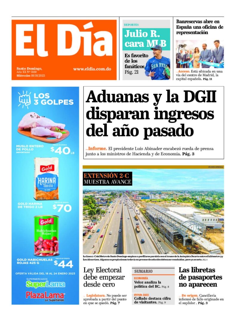 Portada Periódico El Día, Miércoles 18 Enero, 2023