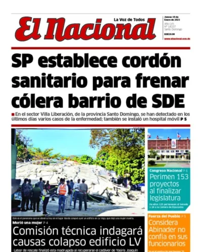 Portada Periódico El Nacional, Jueves 19 Enero, 2023