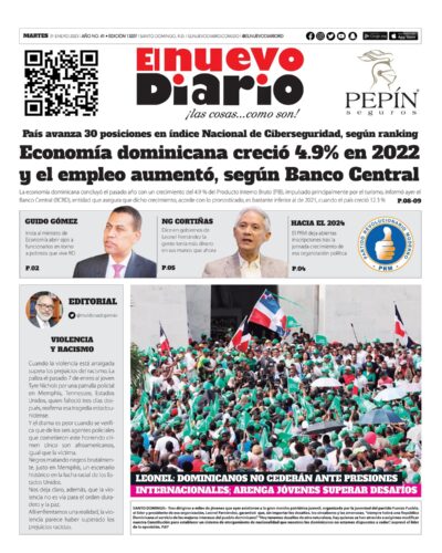 Portada Periódico El Nuevo Diario, Martes 31 Enero, 2023