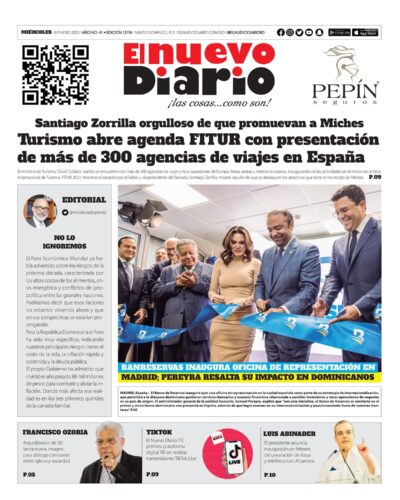 Portada Periódico El Nuevo Diario, Miércoles 18 Enero, 2023