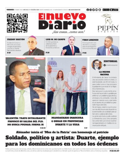 Portada Periódico El Nuevo Diario, Viernes 27 Enero, 2023