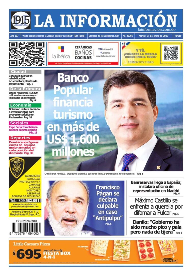 Portada Periódico La Información, Martes 17 Enero, 2023