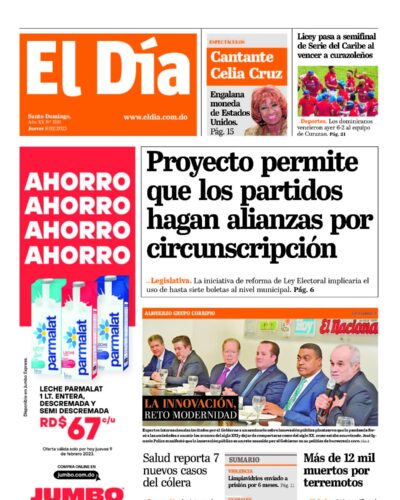 Portada Periódico El Día, Jueves 09 Febrero, 2023