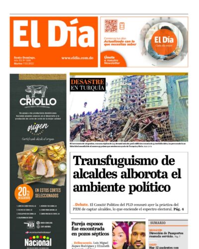 Portada Periódico El Día, Martes 07 Febrero, 2023