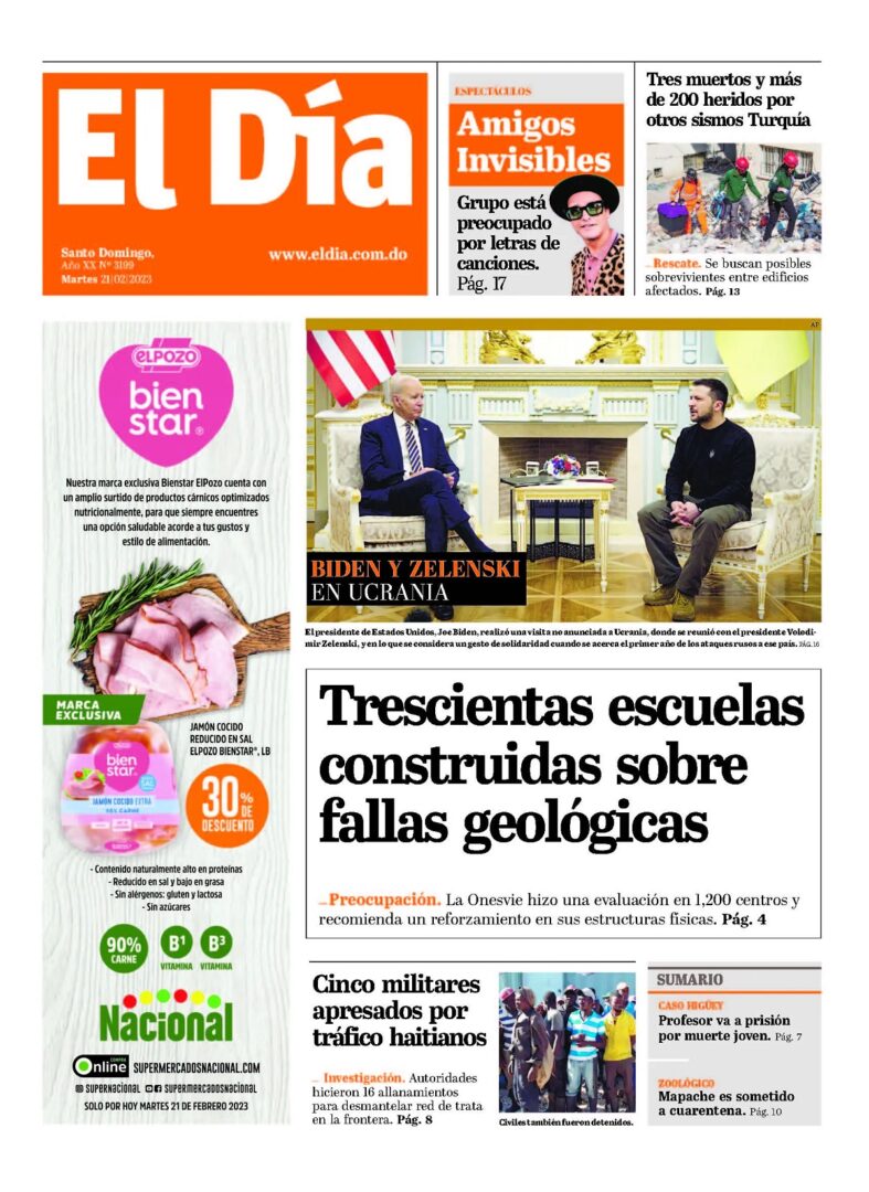 Portada Periódico El Día, Martes 21 Febrero, 2023