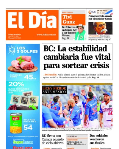 Portada Periódico El Día, Viernes 03 Febrero, 2023