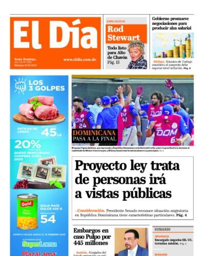 Portada Periódico El Día, Viernes 10 Febrero, 2023