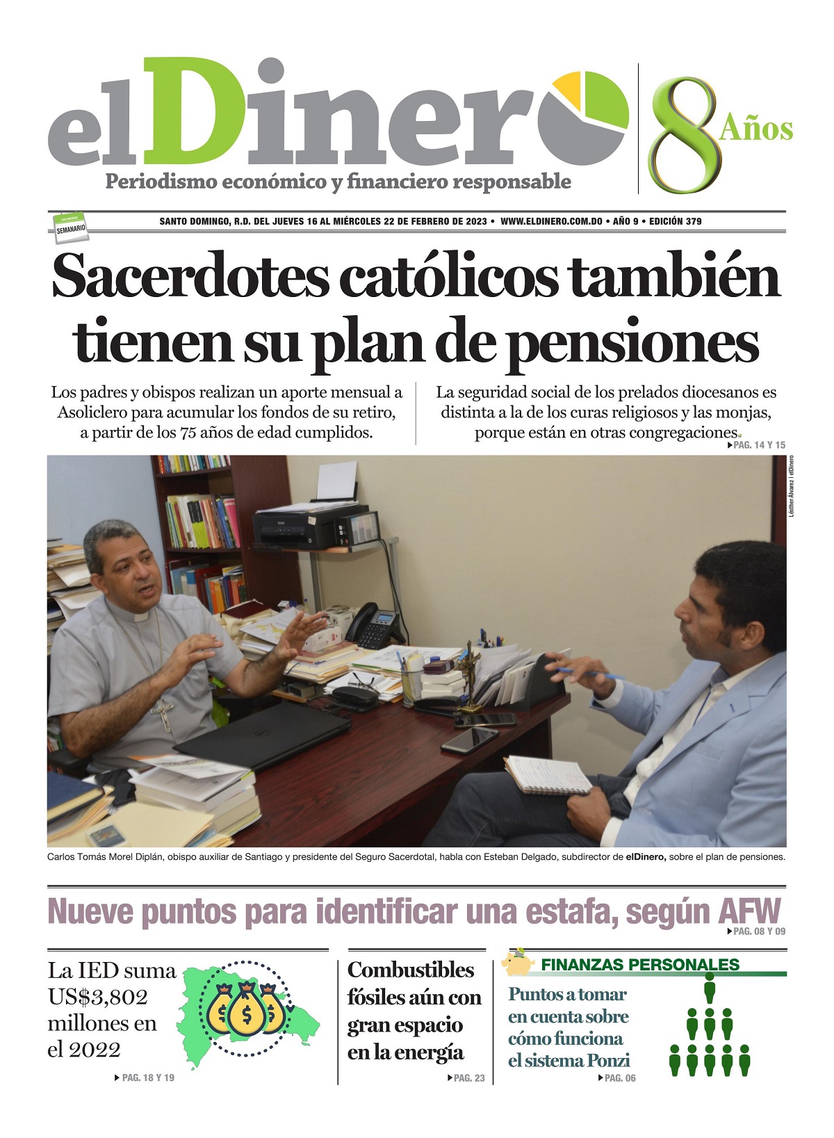 Portada Periódico El Dinero, Jueves 16 Febrero, 2023