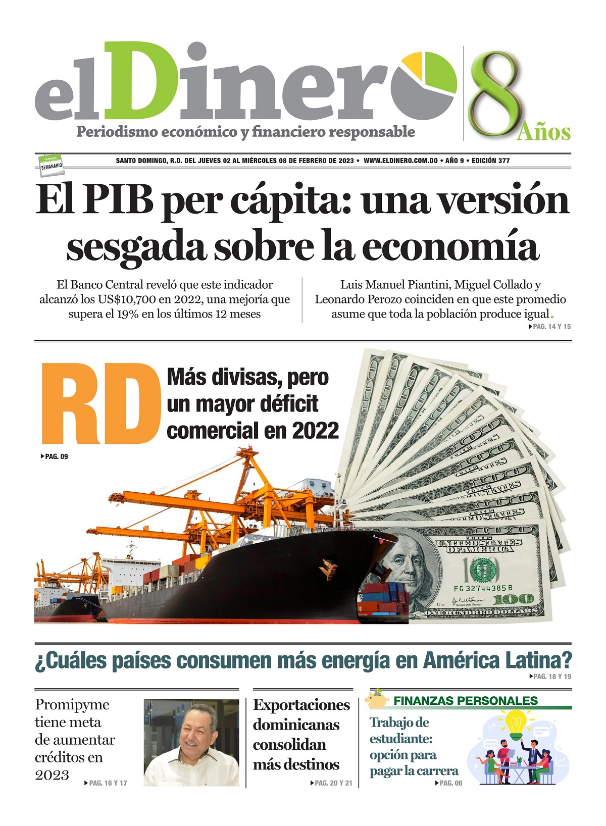 Portada Periódico El Dinero, Viernes 03 Febrero, 2023