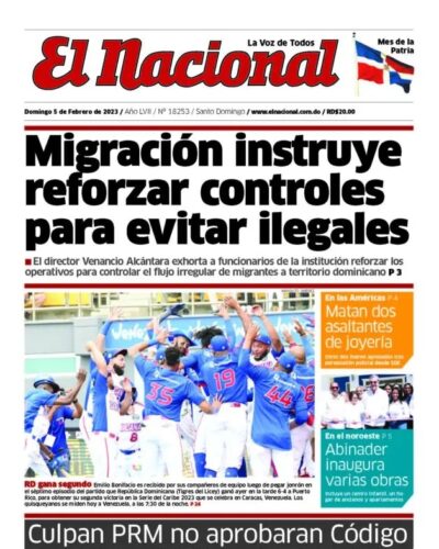 Portada Periódico El Nacional, Domingo 05 Febrero, 2023