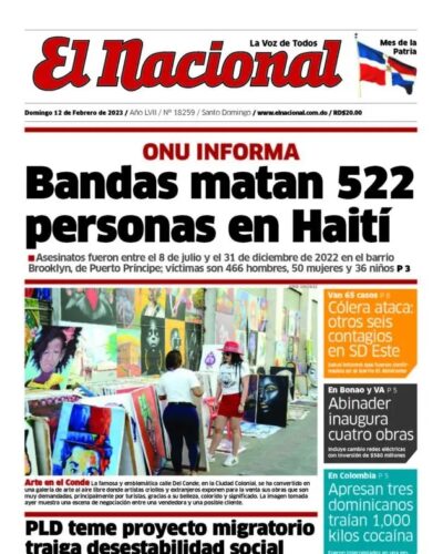 Portada Periódico El Nacional, Domingo 12 Febrero, 2023