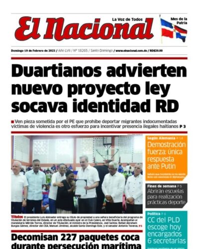 Portada Periódico El Nacional, Domingo 19 Febrero, 2023
