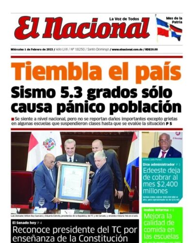 Portada Periódico El Nacional, Miércoles 01 Febrero, 2023