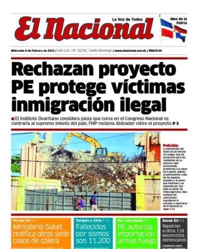 Portada Periódico El Nacional, Miércoles 08 Febrero, 2023