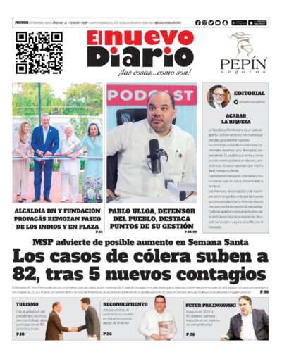 Portada Periódico El Nuevo Diario, Jueves 23 Febrero, 2023
