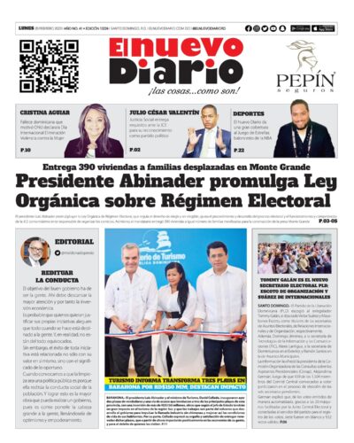 Portada Periódico El Nuevo Diario, Lunes 20 Febrero, 2023