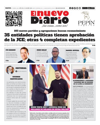 Portada Periódico El Nuevo Diario, Martes 21 Febrero, 2023
