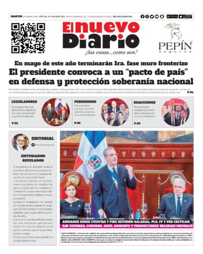 Portada Periódico El Nuevo Diario, Martes 28 Febrero, 2023