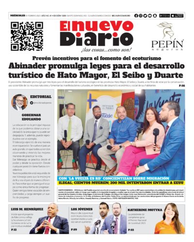 Portada Periódico El Nuevo Diario, Miércoles 01 Febrero, 2023