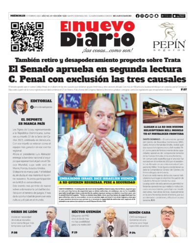 Portada Periódico El Nuevo Diario, Miércoles 15 Febrero, 2023