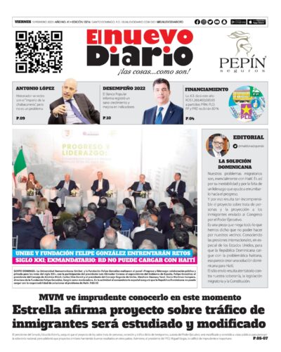 Portada Periódico El Nuevo Diario, Viernes 10 Febrero, 2023
