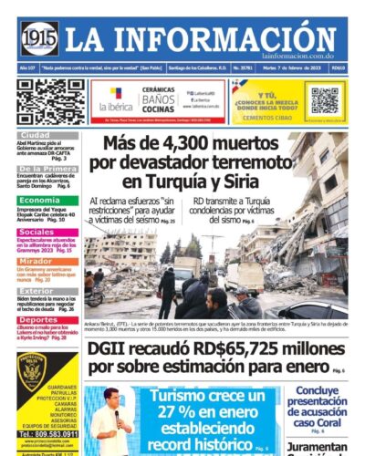 Portada Periódico La Información, Martes 07 Febrero, 2023