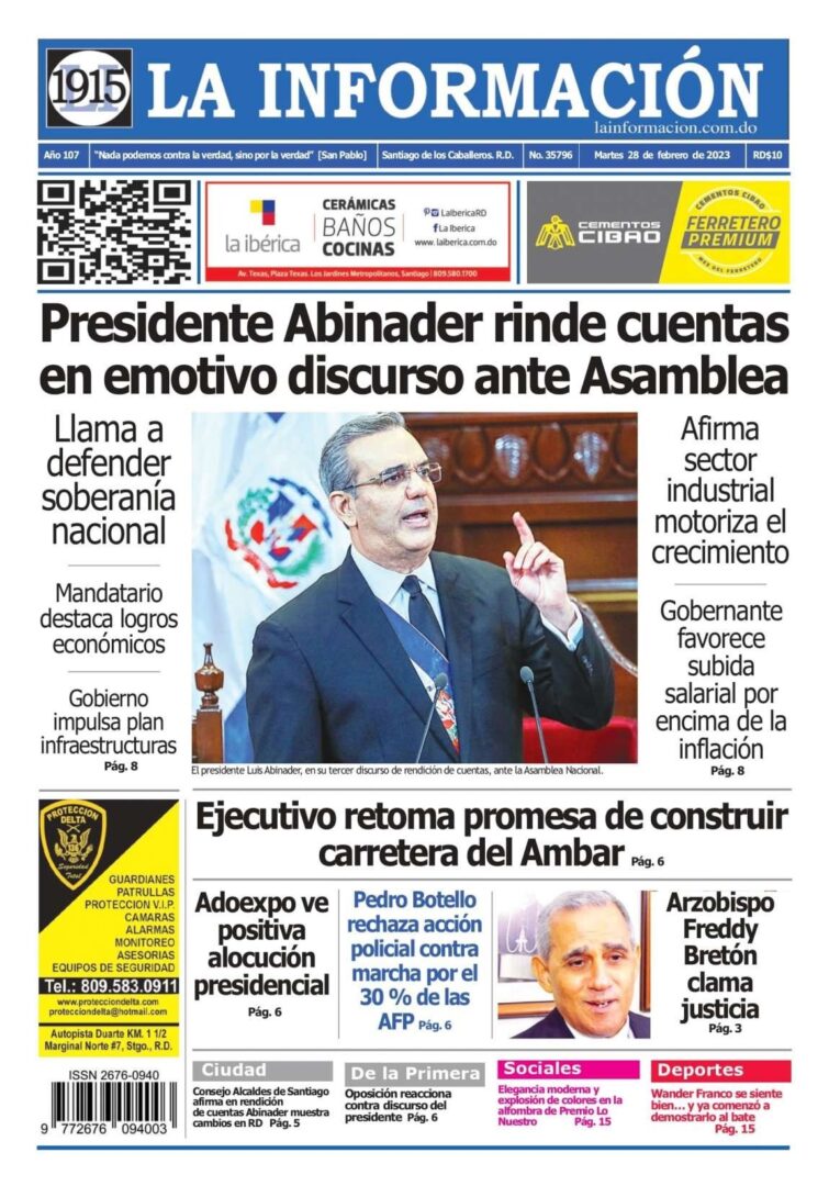 Portada Periódico La Información, Martes 28 Febrero, 2023