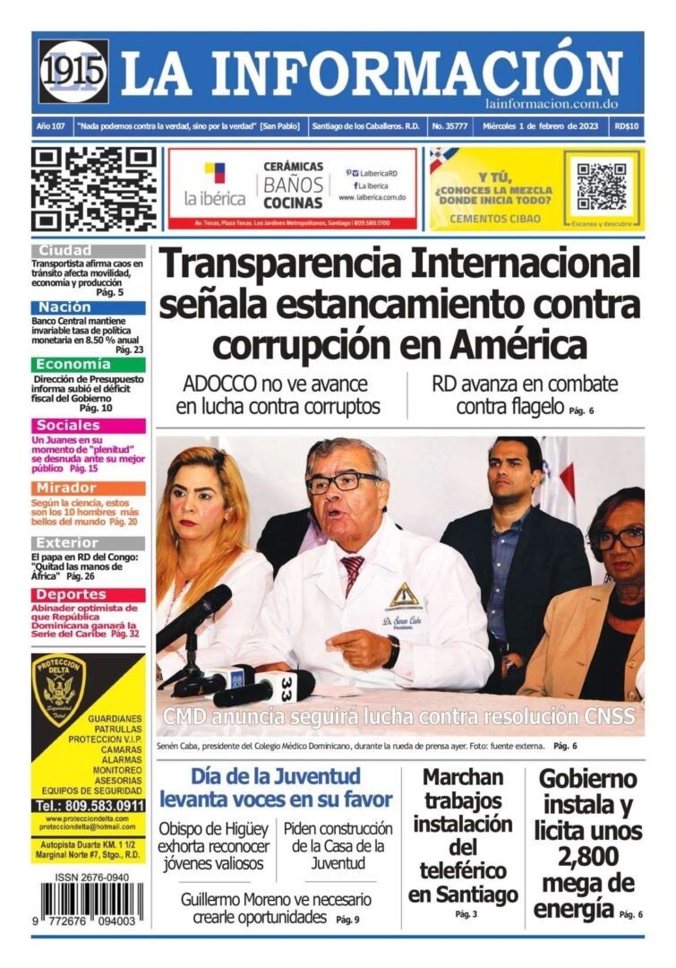 Portada Periódico La Información, Miércoles 01 Febrero, 2023