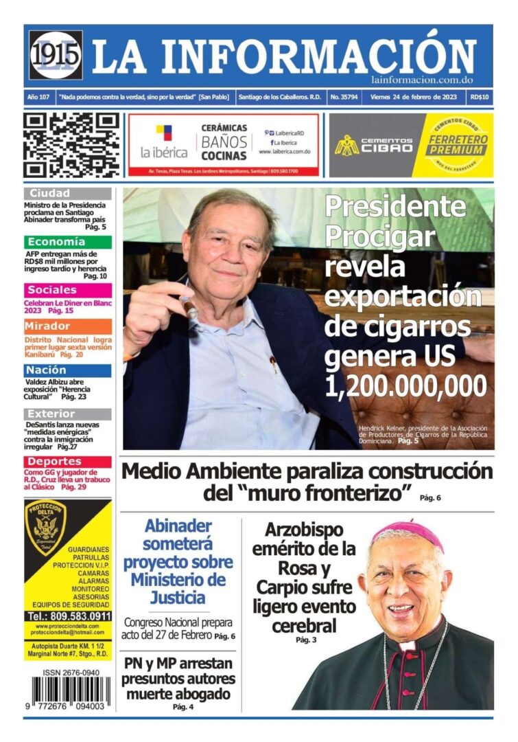 Portada Periódico La Información, Viernes 24 Febrero, 2023