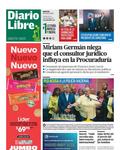 Portada Periódico Diario Libre, Martes 28 Marzo, 2023
