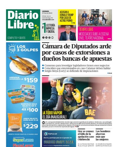 Portada Periódico Diario Libre, Viernes 31 Marzo, 2023