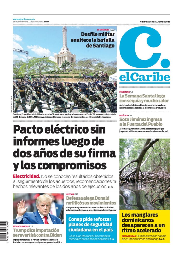 Portada Periódico El Caribe, Viernes 31 Marzo, 2023