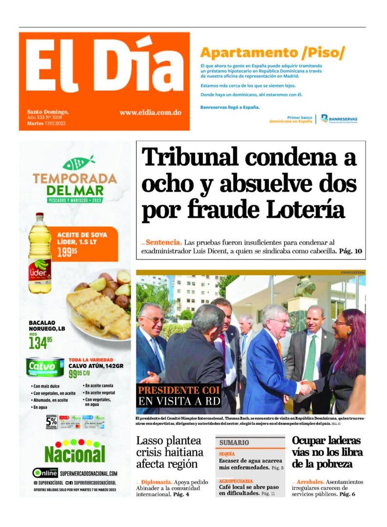 Portada Periódico El Día, Martes 07 Marzo, 2023