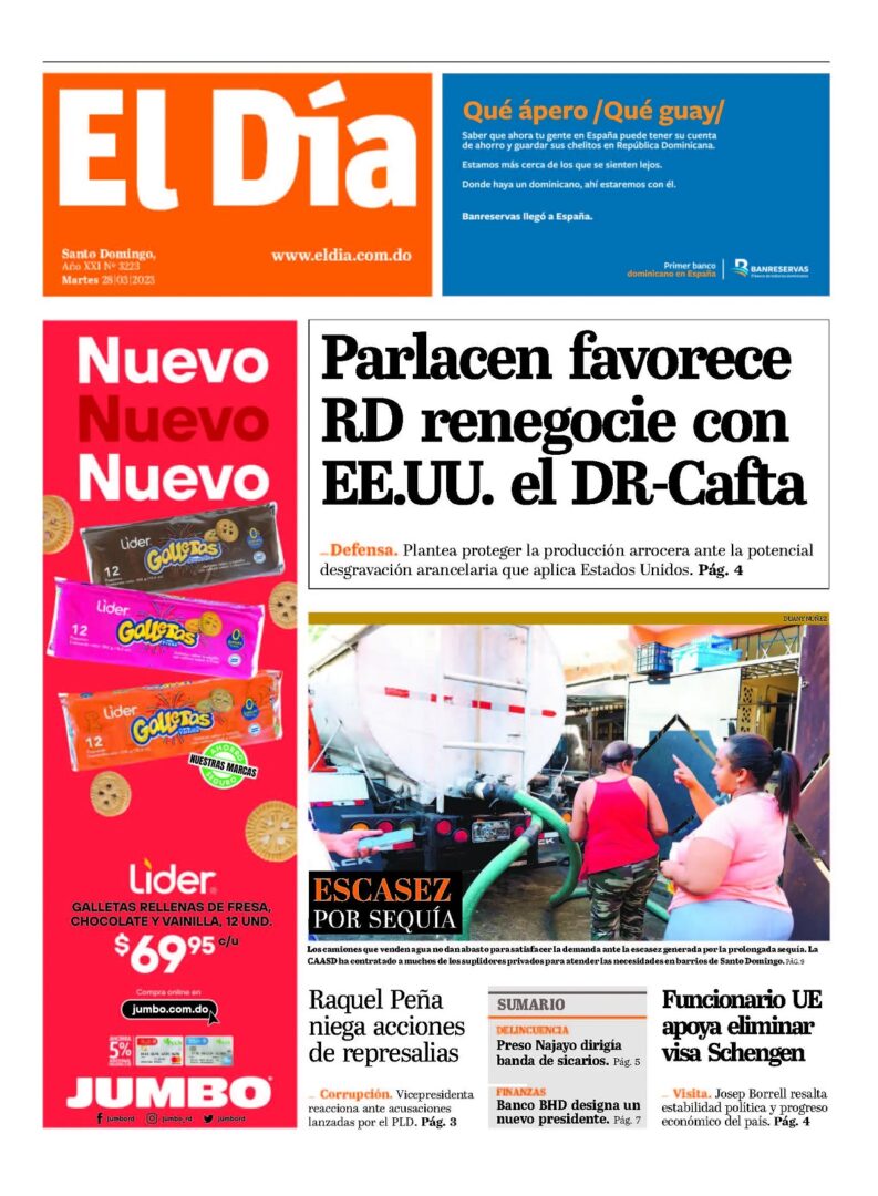 Portada Periódico El Día, Martes 28 Marzo, 2023