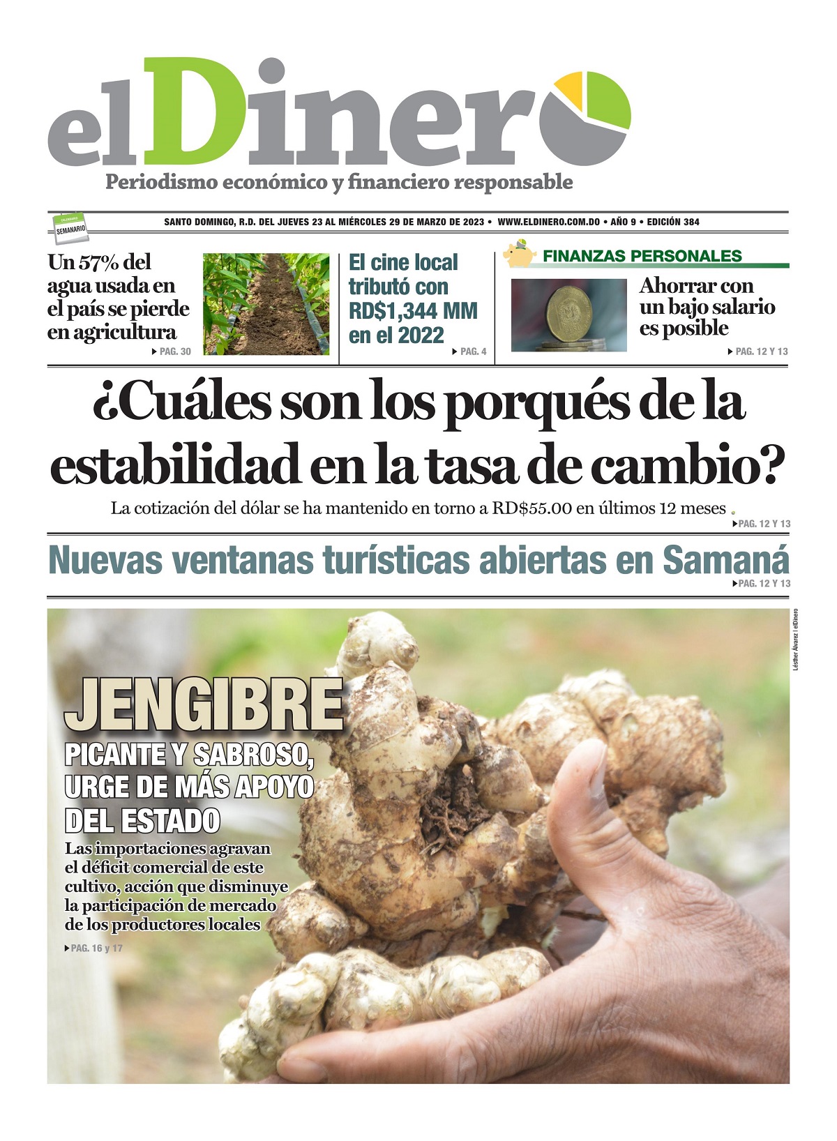 Portada Periódico El Dinero, Jueves 23 Marzo, 2023