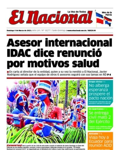 Portada Periódico El Nacional, Domingo 05 Marzo, 2023
