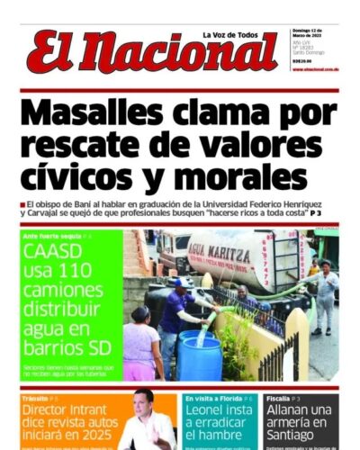 Portada Periódico El Nacional, Domingo 12 Marzo, 2023