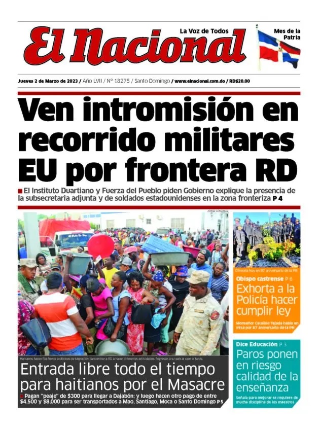 Portada Periódico El Nacional, Jueves 02 Marzo, 2023