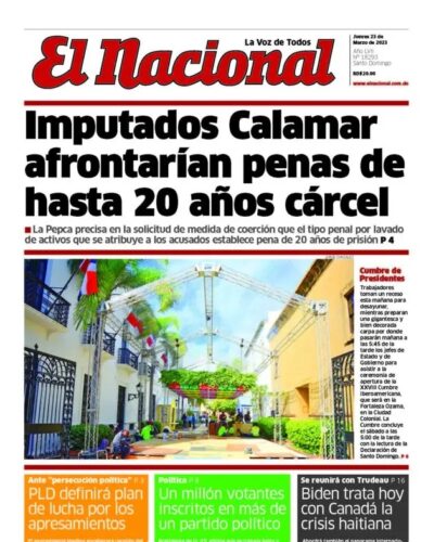 Portada Periódico El Nacional, Jueves 23 Marzo, 2023
