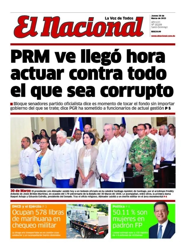 Portada Periódico El Nacional, Jueves 30 Marzo, 2023