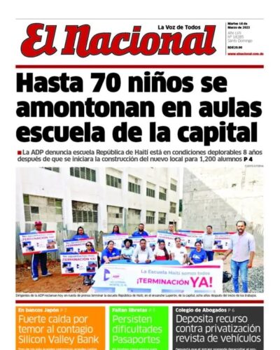 Portada Periódico El Nacional, Lunes 13 Marzo, 2023