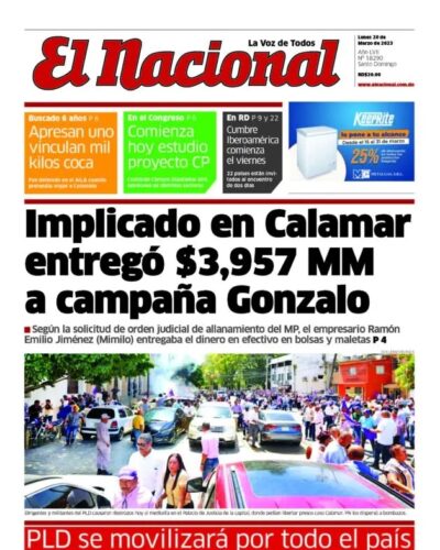Portada Periódico El Nacional, Lunes 20 Marzo, 2023