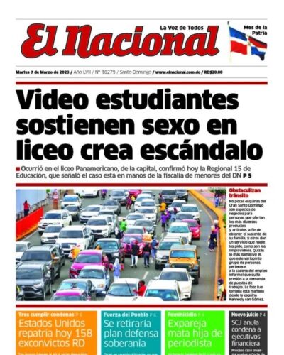 Portada Periódico El Nacional, Martes 07 Marzo, 2023