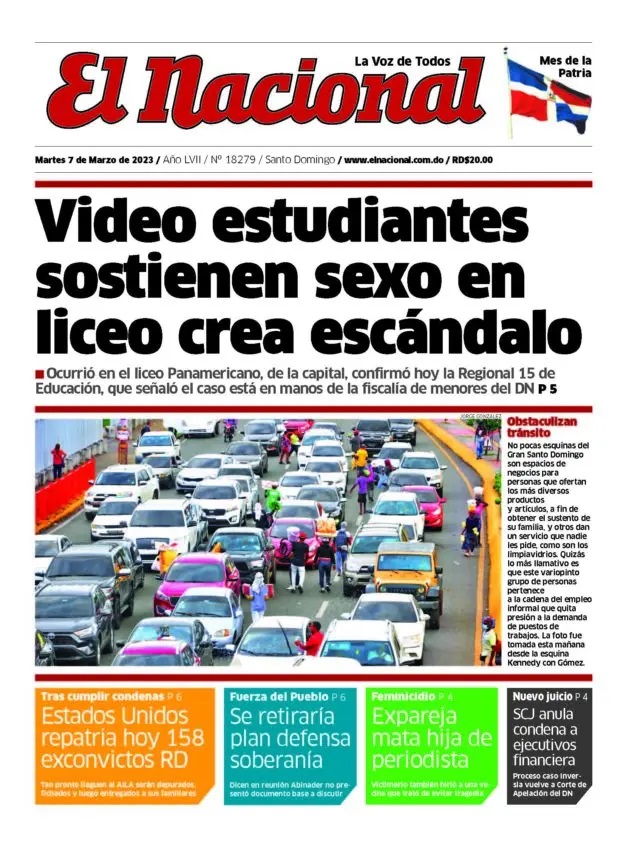 Portada Periódico El Nacional, Martes 07 Marzo, 2023