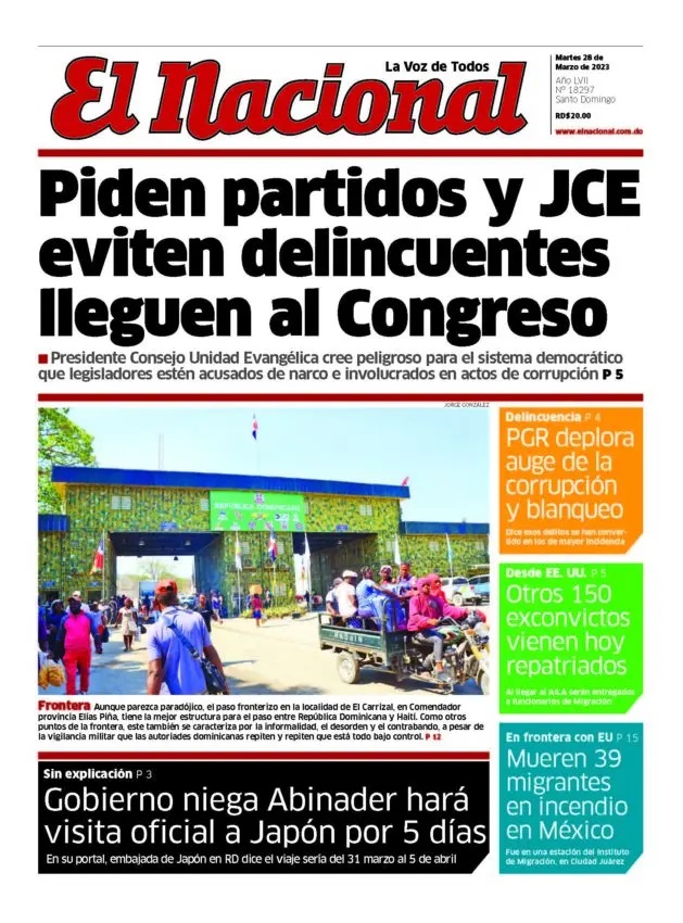 Portada Periódico El Nacional, Martes 28 Marzo, 2023