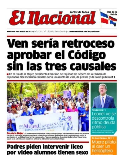 Portada Periódico El Nacional, Miércoles 08 Marzo, 2023